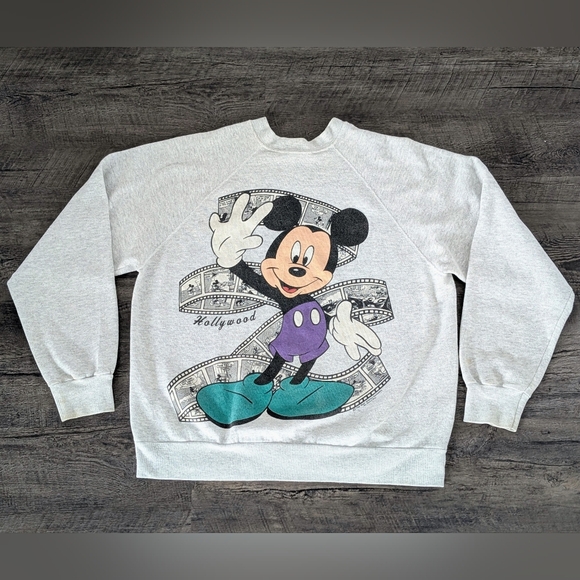 Vintage 90s Disneyland Hollywood California Mickey Mouse Sweatshirt Made in USA - Picture 1 of 12